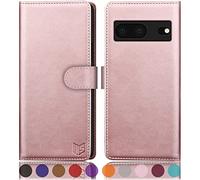 SUANPOT for Google Pixel 7 5G case with [Credit Card Holder][RFID Blocking],PU Leather Flip Book Protective Cover Women Men for Pixel 7 Phone case Rose Gold