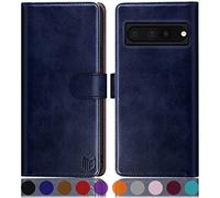 SUANPOT for Google Pixel 7 Pro 5G case with [Credit Card Holder][RFID Blocking],PU Leather Flip Book Protective Cover Women Men for Pixel 7 Pro Phone case Blue