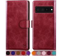 SUANPOT for Google Pixel 7 Pro 5G case with [Credit Card Holder][RFID Blocking],PU Leather Flip Book Protective Cover Women Men for Pixel 7 Pro Phone case Red