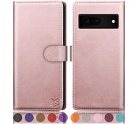 SUANPOT for Google Pixel 7A case with [Credit Card Holder][RFID Blocking],PU Leather Flip Book Protective Cover Women Men for Pixel 7A Phone case Rose Gold