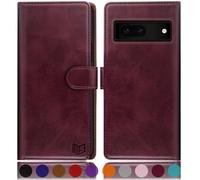 SUANPOT for Google Pixel 7A case with [Credit Card Holder][RFID Blocking],PU Leather Flip Book Protective Cover Women Men for Pixel 7A Phone case Wine Red