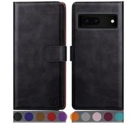 SUANPOT for Google Pixel 7A case with [Credit Card Holder][RFID Blocking],PU Leather Flip Book Protective Cover Women Men for Pixel 7A Phone case Black