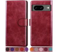 SUANPOT for Google Pixel 8 5G case with [Credit Card Holder][RFID Blocking],PU Leather Flip Book Protective Cover Women Men for Pixel 8 Phone case Red