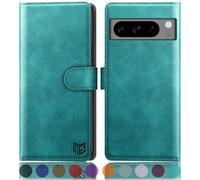 SUANPOT for Google Pixel 8 Pro 5G case with [Credit Card Holder][RFID Blocking],PU Leather Flip Book Protective Cover Women Men for Pixel 8 Pro Phone case Blue Green