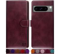 SUANPOT for Google Pixel 8 Pro 5G case with [Credit Card Holder][RFID Blocking],PU Leather Flip Book Protective Cover Women Men for Pixel 8 Pro Phone case Wine Red