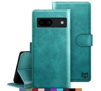 SUANPOT for Google Pixel 8A case with [Credit Card Holder][RFID Blocking],PU Leather Flip Book Protective Cover Women Men for Pixel 8A Phone case Blue Green