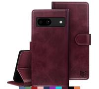 SUANPOT for Google Pixel 8A case with [Credit Card Holder][RFID Blocking],PU Leather Flip Book Protective Cover Women Men for Pixel 8A Phone case Wine Red
