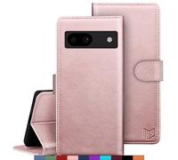 SUANPOT for Google Pixel 8A case with [Credit Card Holder][RFID Blocking],PU Leather Flip Book Protective Cover Women Men for Pixel 8A Phone case Rose Gold