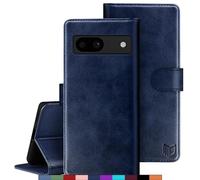 SUANPOT for Google Pixel 8A case with [Credit Card Holder][RFID Blocking],PU Leather Flip Book Protective Cover Women Men for Pixel 8A Phone case Blue