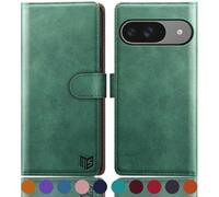 SUANPOT for Google Pixel 9 5G/Google Pixel 9 Pro 6.3 case with [Credit Card Holder][RFID Blocking],PU Leather Flip Book Protective Cover Women Men for Pixel 9 Phone case Sea Green