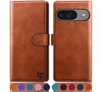 SUANPOT for Google Pixel 9 5G/Google Pixel 9 Pro 6.3 case with [Credit Card Holder][RFID Blocking],PU Leather Flip Book Protective Cover Women Men for Pixel 9 Phone case Light Brown