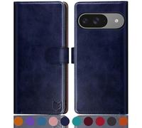 SUANPOT for Google Pixel 9 5G/Google Pixel 9 Pro 6.3 case with [Credit Card Holder][RFID Blocking],PU Leather Flip Book Protective Cover Women Men for Pixel 9 Phone case Blue
