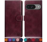 SUANPOT for Google Pixel 9 5G/Google Pixel 9 Pro 6.3 case with [Credit Card Holder][RFID Blocking],PU Leather Flip Book Protective Cover Women Men for Pixel 9 Phone case Wine Red