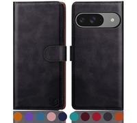 SUANPOT for Google Pixel 9 5G/Google Pixel 9 Pro 6.3 case with [Credit Card Holder][RFID Blocking],PU Leather Flip Book Protective Cover Women Men for Pixel 9 Phone case Black
