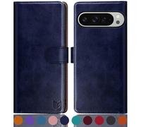 SUANPOT for Google Pixel 9 Pro XL 6.8" 5G case with [Credit Card Holder][RFID Blocking],PU Leather Flip Book Protective Cover Women Men for Pixel 9 Pro XL Phone case Blue