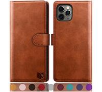 SUANPOT for iPhone 11 Pro 5.8" case with [Credit Card Holder][RFID Blocking],PU Leather Flip Book Protective Cover Women Men for apple 11 Pro Phone case Light Brown