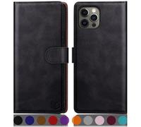 SUANPOT for iPhone 12 Pro Max case 6.7 Inch case with [Credit Card Holder][RFID Blocking],PU Leather Flip Book Protective Cover Women Men for iPhone 12 Pro Max Cover Inch Phone case Deep Black