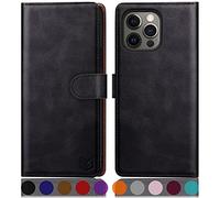 SUANPOT for iPhone 13 Pro 6.1 inch case with [Credit Card Holder][RFID Blocking],PU Leather Flip Book Protective Cover Women Men for apple 13 Pro Phone case Black