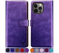 SUANPOT for iPhone 13 Pro 6.1 inch case with [Credit Card Holder][RFID Blocking],PU Leather Flip Book Protective Cover Women Men for apple 13 Pro Phone case Purple