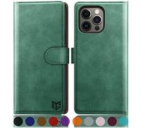 SUANPOT for iPhone 13 Pro Max 5G 6.7" case with [Credit Card Holder][RFID Blocking],PU Leather Flip Book Protective Cover Women Men for apple 13 Pro Max Phone case Sea Green