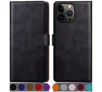 SUANPOT for iPhone 14 Pro 6.1 inch case with [Credit Card Holder][RFID Blocking],PU Leather Flip Book Protective Cover Women Men for Apple 14 Pro Phone case Black