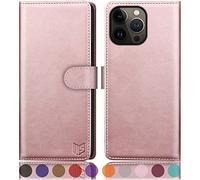 SUANPOT for iPhone 14 Pro Max 6.7 inch case with [Credit Card Holder][RFID Blocking],PU Leather Flip Book Protective Cover Women Men for Apple 14 Pro Max Phone case Rose Gold