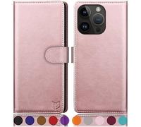 SUANPOT for iPhone 15 Pro Max 6.7 inch case with [Credit Card Holder][RFID Blocking],PU Leather Flip Book Protective Cover Women Men for Apple 15 Pro Max Phone case Rose Gold
