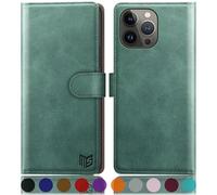 SUANPOT for iPhone 15 Pro Max 6.7 inch case with [Credit Card Holder][RFID Blocking],PU Leather Flip Book Protective Cover Women Men for Apple 15 Pro Max Phone case Sea Green