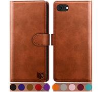SUANPOT for iPhone 7/8/SE 2020/SE 2022 4.7 Inch case with [Credit Card Holder][RFID Blocking],PU Leather Flip Book Protective Cover Women Men for apple SE Phone case Light Brown