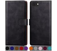 SUANPOT for iPhone 7/8/SE 2020/SE 2022 4.7 Inch case with [Credit Card Holder][RFID Blocking],PU Leather Flip Book Protective Cover Women Men for apple SE Phone case Black
