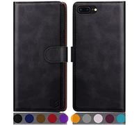 SUANPOT for iPhone 7 Plus/8 Plus 5.5 Inch case with [Credit Card Holder][RFID Blocking],PU Leather Flip Book Protective Cover Women Men for apple 7 Plus/8 Plus Phone case Black