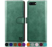 SUANPOT for iPhone 7 Plus/8 Plus 5.5 Inch case with [Credit Card Holder][RFID Blocking],PU Leather Flip Book Protective Cover Women Men for apple 7 Plus/8 Plus Phone case Sea-Green