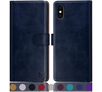 SUANPOT for iPhone X/XS 5.8"case with [Credit Card Holder][RFID Blocking],PU Leather Flip Book Protective Cover Women Men for Apple X/XS Phone case Blue