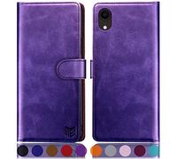 SUANPOT for iPhone XR 6.1 Inch case with [Credit Card Holder][RFID Blocking],PU Leather Flip Book Protective Cover Women Men for apple XR Phone case Purple
