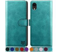 SUANPOT for iPhone XR 6.1 Inch case with [Credit Card Holder][RFID Blocking],PU Leather Flip Book Protective Cover Women Men for apple XR Phone case Blue Green