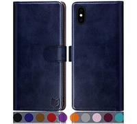 SUANPOT for iPhone XS Max 6.5" case with [Credit Card Holder][RFID Blocking],PU Leather Flip Book Protective Cover Women Men for Apple XS Max Phone case Blue
