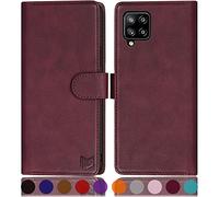 SUANPOT for Samsung Galaxy A12/M12 case with [Credit Card Holder][RFID Blocking],PU Leather Flip Book Protective Cover Women Men for Samsung A12 Phone case Wine Red