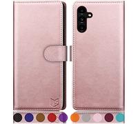 SUANPOT for Samsung Galaxy A14 5G case with [Credit Card Holder][RFID Blocking],PU Leather Flip Book Protective Cover Women Men for Samsung A14 Phone case Rose Gold
