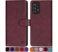 SUANPOT for Samsung Galaxy A52/A52S 5G case with [Credit Card Holder][RFID Blocking],PU Leather Flip Book Protective Cover Women Men for Samsung A52 Phone case Wine Red