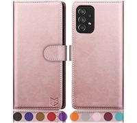SUANPOT for Samsung Galaxy A52/A52S 5G case with [Credit Card Holder][RFID Blocking],PU Leather Flip Book Protective Cover Women Men for Samsung A52 Phone case Rose Gold