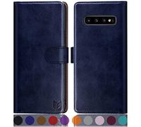 SUANPOT for Samsung Galaxy S10 case with [Credit Card Holder][RFID Blocking],PU Leather Flip Book Protective Cover Women Men for Samsung S10 Phone case Blue