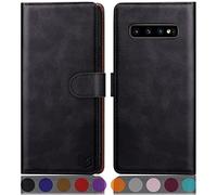 SUANPOT for Samsung Galaxy S10 case with [Credit Card Holder][RFID Blocking],PU Leather Flip Book Protective Cover Women Men for Samsung S10 Phone case Black