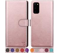 SUANPOT for Samsung Galaxy S20 case with [Credit Card Holder][RFID Blocking],PU Leather Flip Book Protective Cover Women Men for Samsung S20 Phone case Rose Gold