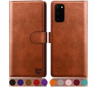 SUANPOT for Samsung Galaxy S20 case with [Credit Card Holder][RFID Blocking],PU Leather Flip Book Protective Cover Women Men for Samsung S20 Phone case Light Brown