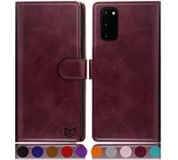 SUANPOT for Samsung Galaxy S20 case with [Credit Card Holder][RFID Blocking],PU Leather Flip Book Protective Cover Women Men for Samsung S20 Phone case Wine Red