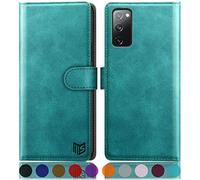 SUANPOT for Samsung Galaxy S20 FE case with [Credit Card Holder][RFID Blocking],PU Leather Flip Book Protective Cover Women Men for Samsung S20 FE Phone case Blue Green