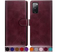 SUANPOT for Samsung Galaxy S20 FE case with [Credit Card Holder][RFID Blocking],PU Leather Flip Book Protective Cover Women Men for Samsung S20 FE Phone case Wine Red