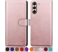 SUANPOT for Samsung Galaxy S21 5G case with [Credit Card Holder][RFID Blocking],PU Leather Flip Book Protective Cover Women Men for Samsung S21 Phone case Rose Gold