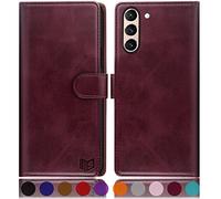 SUANPOT for Samsung Galaxy S21 5G case with [Credit Card Holder][RFID Blocking],PU Leather Flip Book Protective Cover Women Men for Samsung S21 Phone case Wine Red