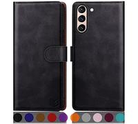 SUANPOT for Samsung Galaxy S21 FE 5G case with [Credit Card Holder][RFID Blocking],PU Leather Flip Book Protective Cover Women Men for Samsung S21 FE Phone case Black